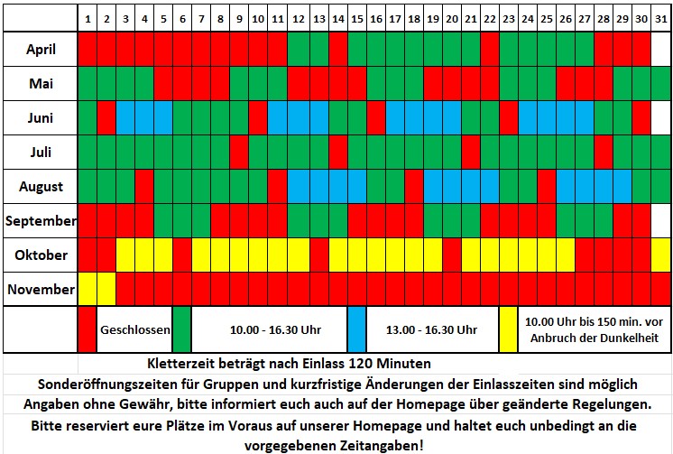 Öffnungszeiten Kletterwald Lützen